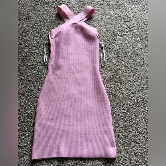 BABATON Aritzia Sculpt Knit Criss Cross Dress Ribbed Halter Dress Pink Size XXS - Picture 6 of 14